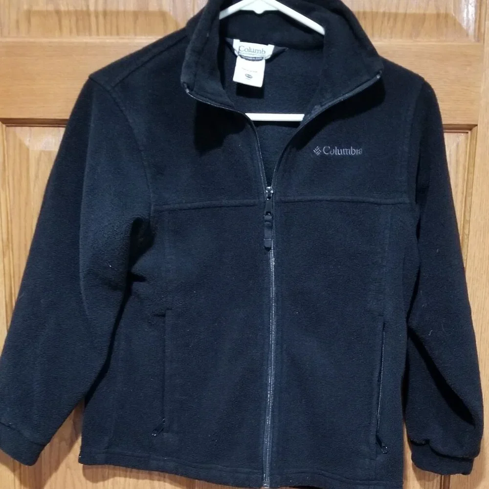 COLUMBIA Unisex Youth 10/12 Black Full Zip Long Sleeve Fleece Jacket